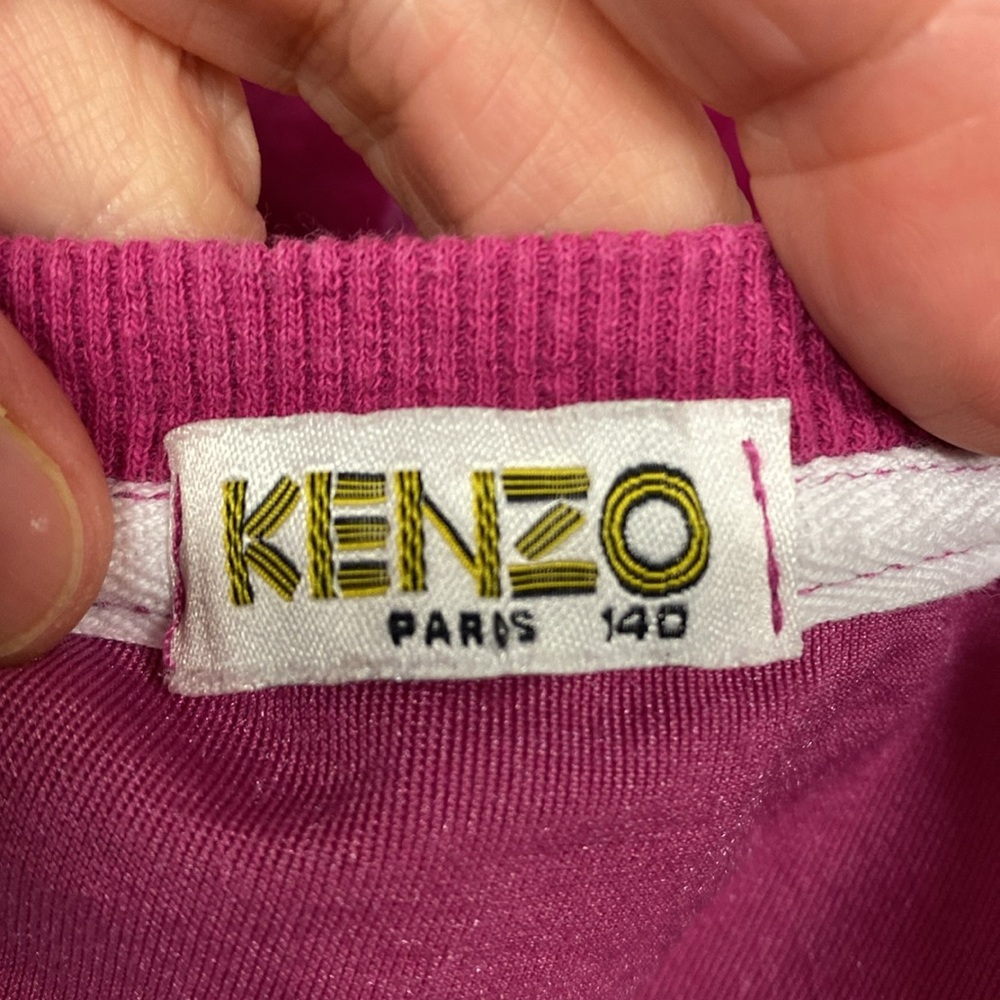 Kenzo Paris embroidered tiger raspberry velour sweatshirt size 7 - Picture 6 of 8